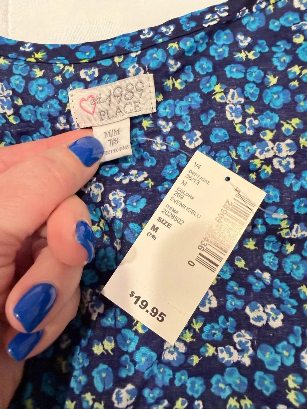 The Children's Place Navy Blue Floral Button-Front Peplum Top